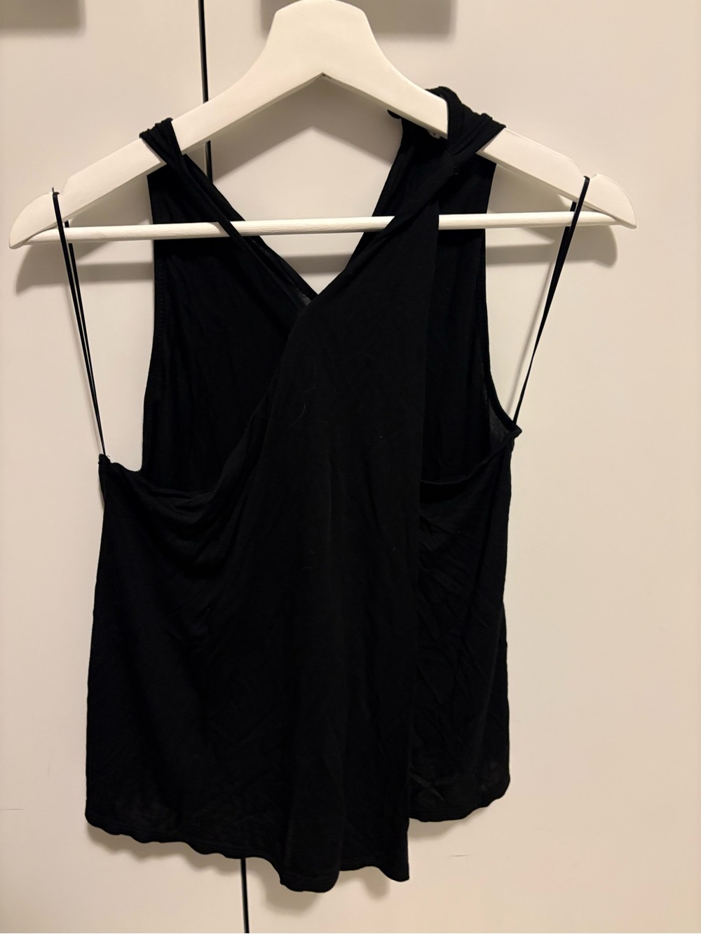 Draped Black Twist-Back Tank Top
